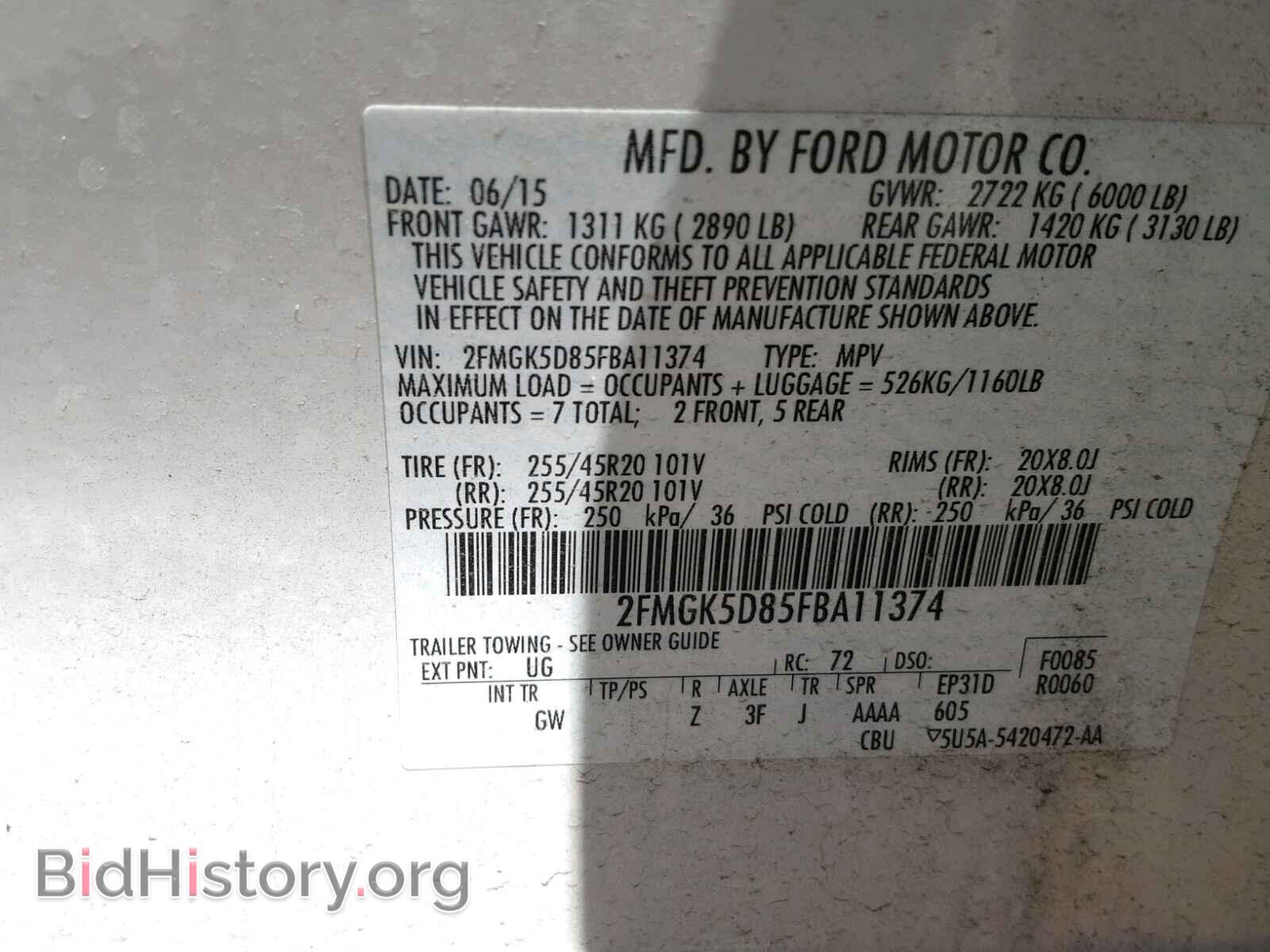2015 FORD FLEX LIMIT - VIN: 2FMGK5D85FBA11374 - Photo 10