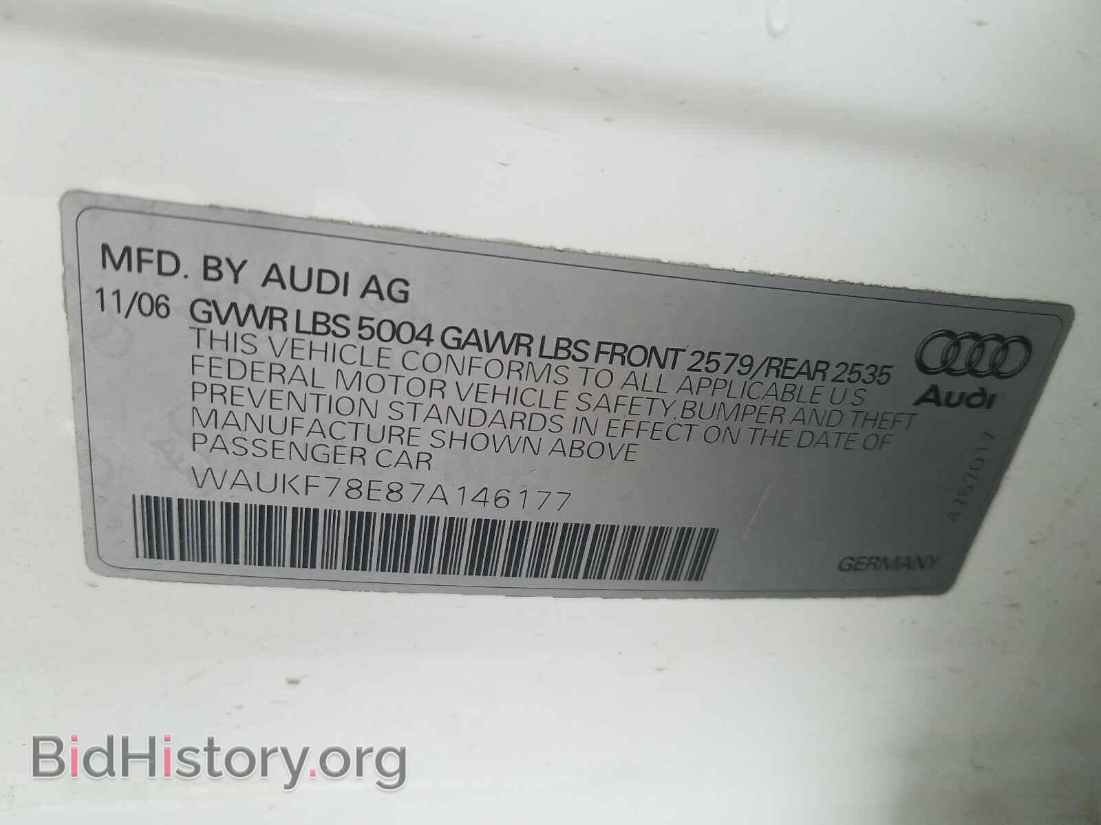 2007 AUDI A4 - VIN: WAUKF78E87A146177 - Фото 10