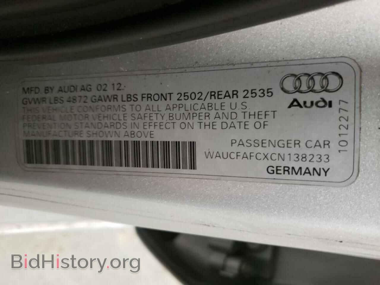 2012 AUDI A6 - VIN: WAUCFAFCXCN138233 - Фото 10