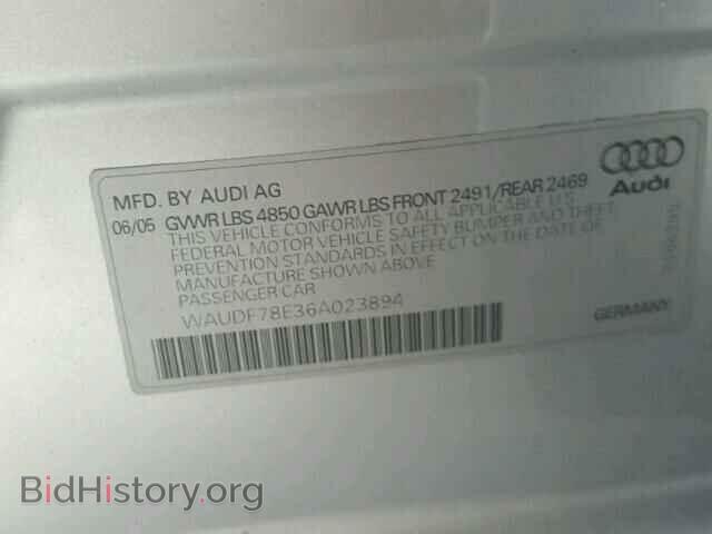 2006 AUDI A4 - VIN: WAUDF78E36A023894 - Фото 10