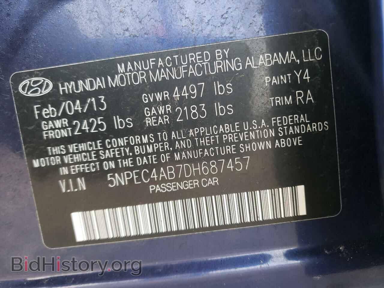 2013 HYUNDAI SONATA - VIN: 5NPEC4AB7DH687457 - Photo 10