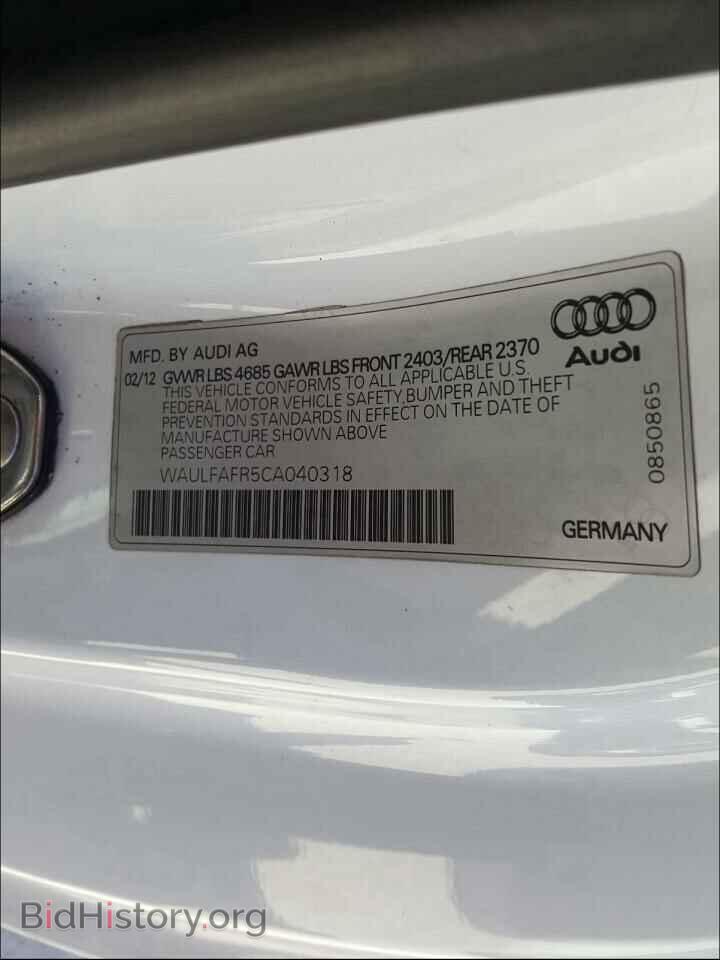 2012 AUDI A5 - VIN: WAULFAFR5CA040318 - Photo 10
