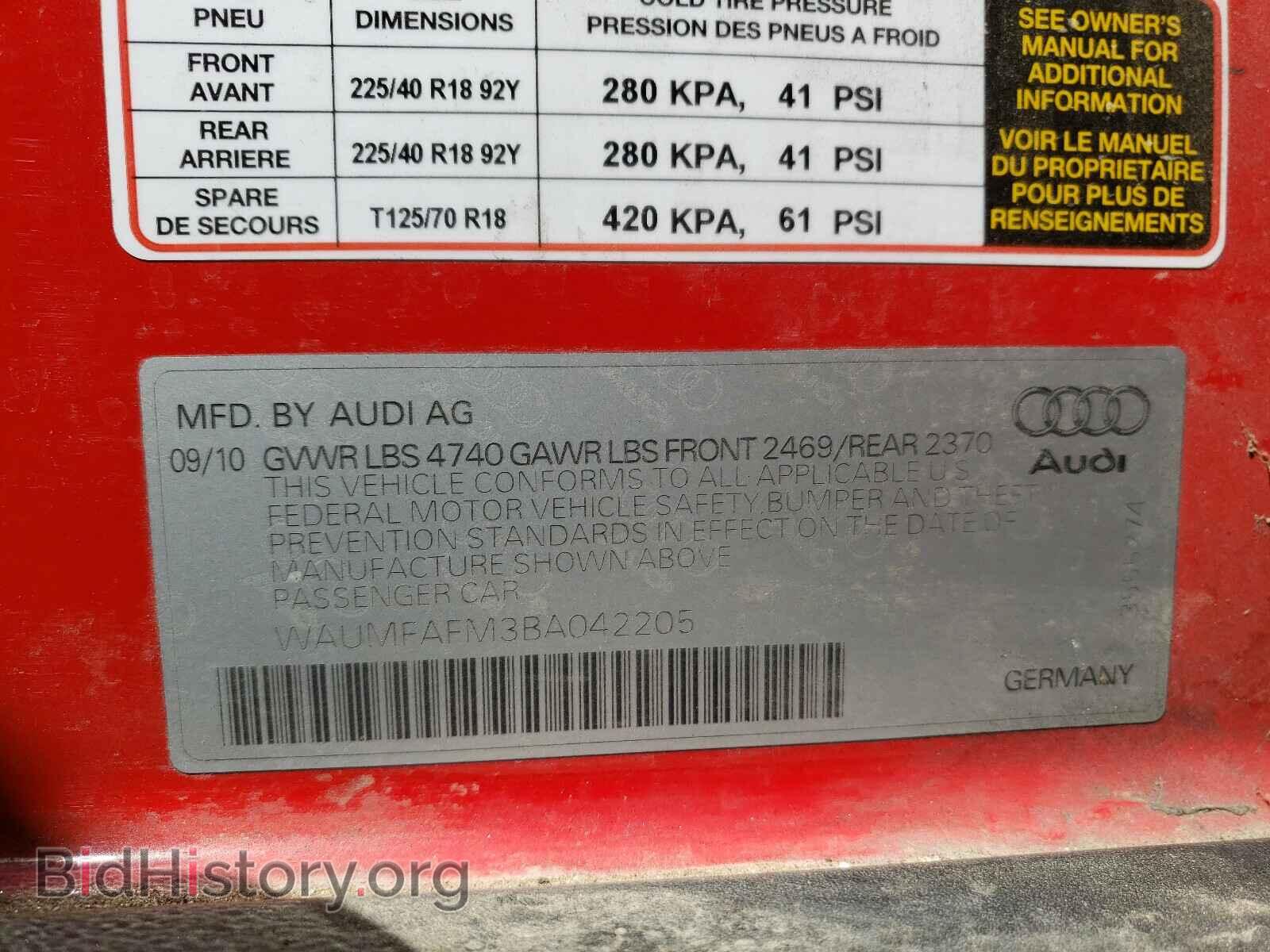2011 AUDI A3 - VIN: WAUMFAFM3BA042205 - Photo 10