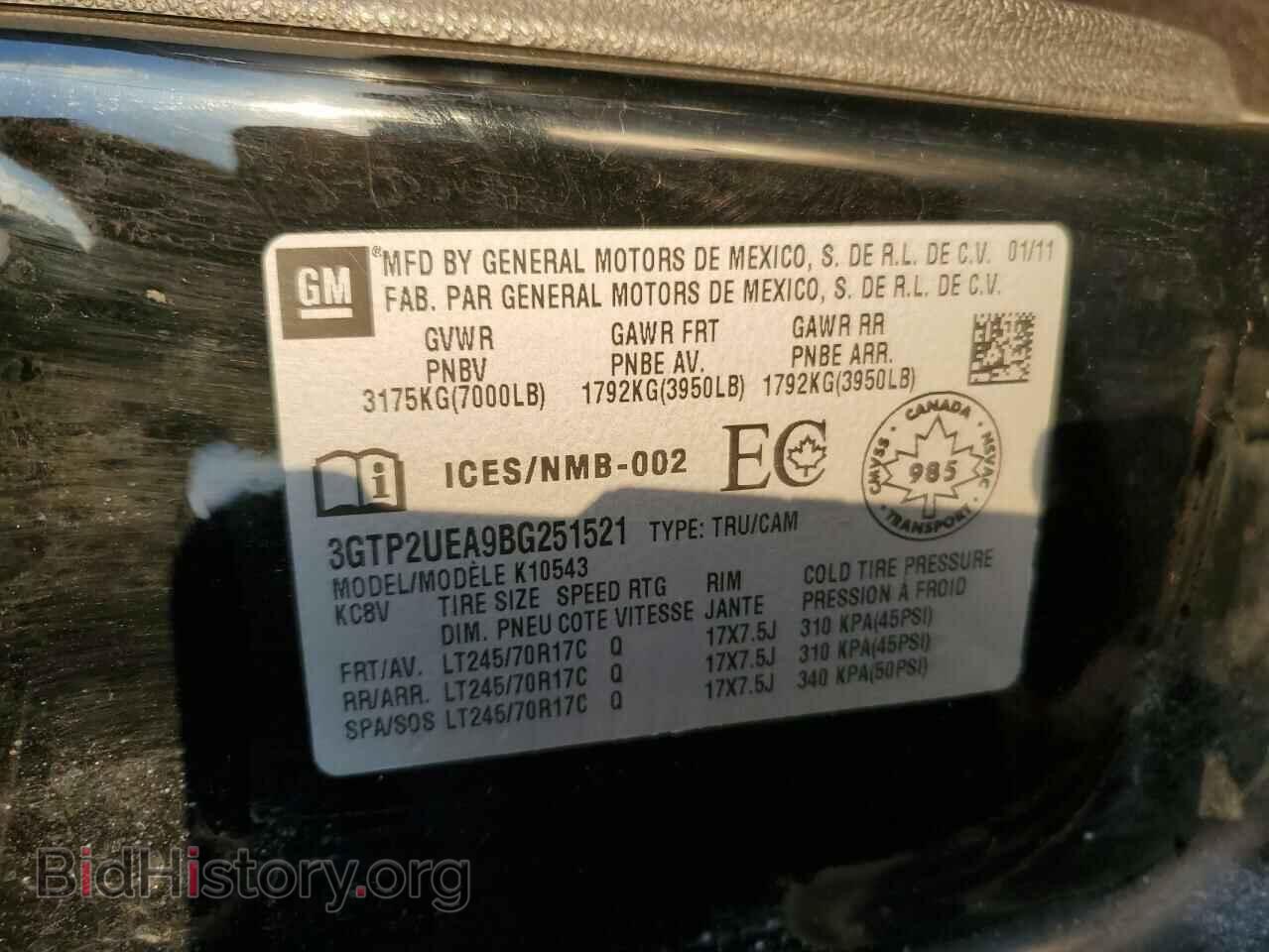2011 GMC SIERRA - VIN: 3GTP2UEA9BG251521 - Фото 12