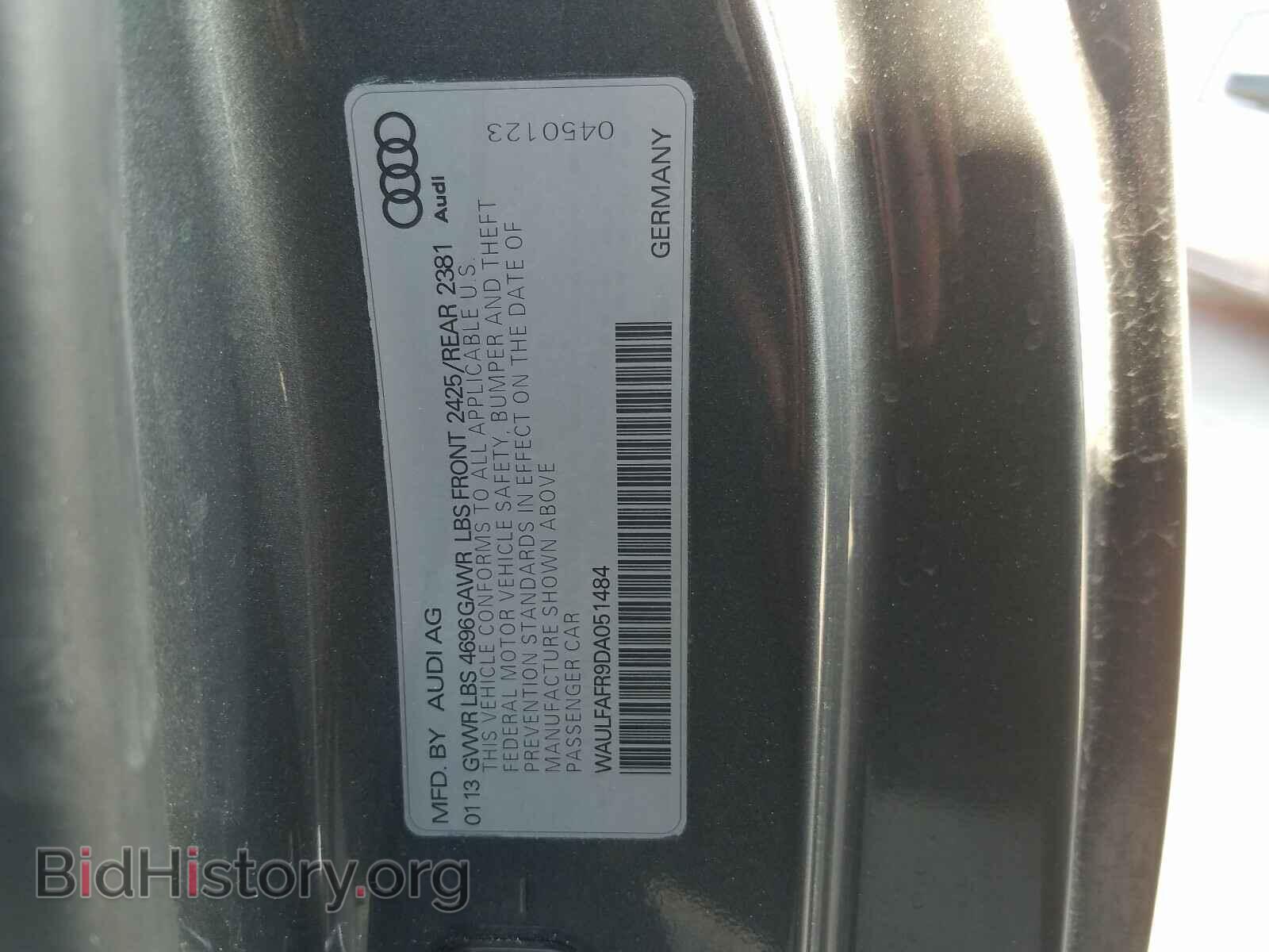 2013 AUDI A5 - VIN: WAULFAFR9DA051484 - Фото 10