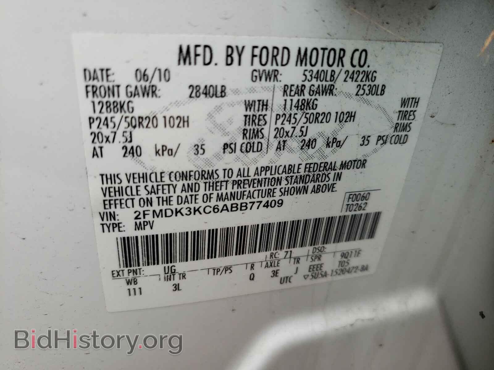 2010 FORD EDGE - VIN: 2FMDK3KC6ABB77409 - Photo 10