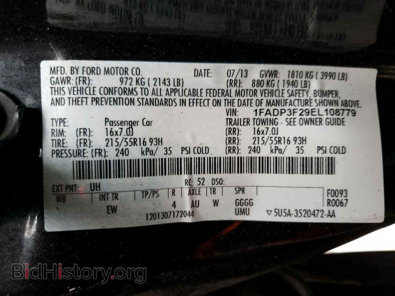 2014 FORD FOCUS - VIN: 1FADP3F29EL108779 - Фото 10