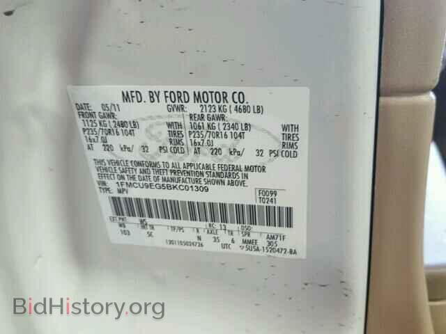 2011 FORD ESCAPE - VIN: 1FMCU9EG5BKC01309 - Фото 10