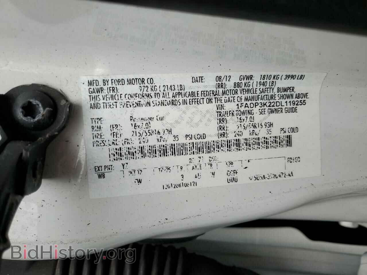 2013 FORD FOCUS - VIN: 1FADP3K22DL119255 - Фото 12