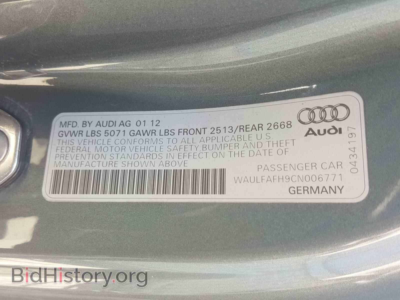 2012 AUDI A5 - VIN: WAULFAFH9CN006771 - Фото 10