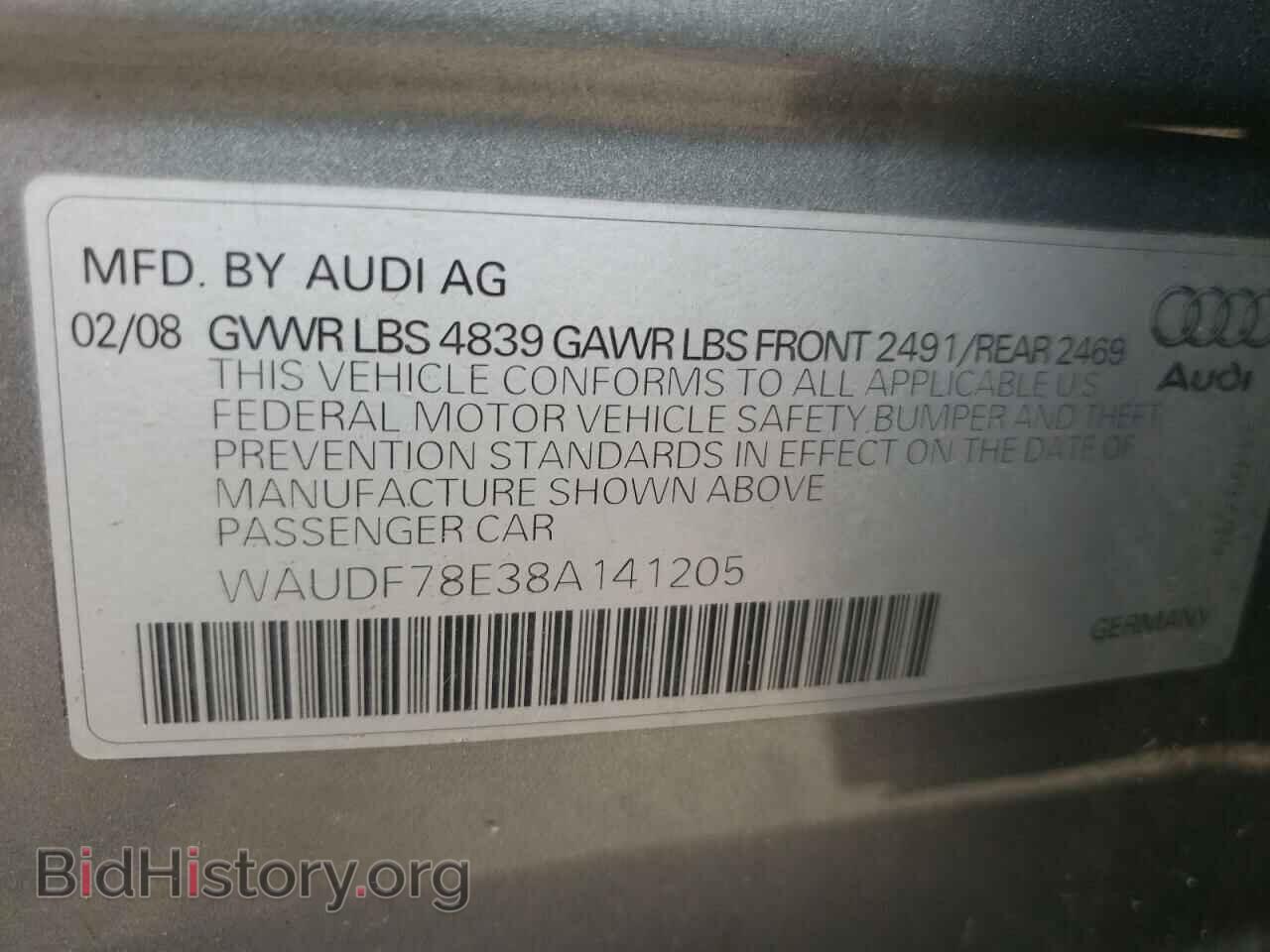 2008 AUDI A4 - VIN: WAUDF78E38A141205 - Фото 10