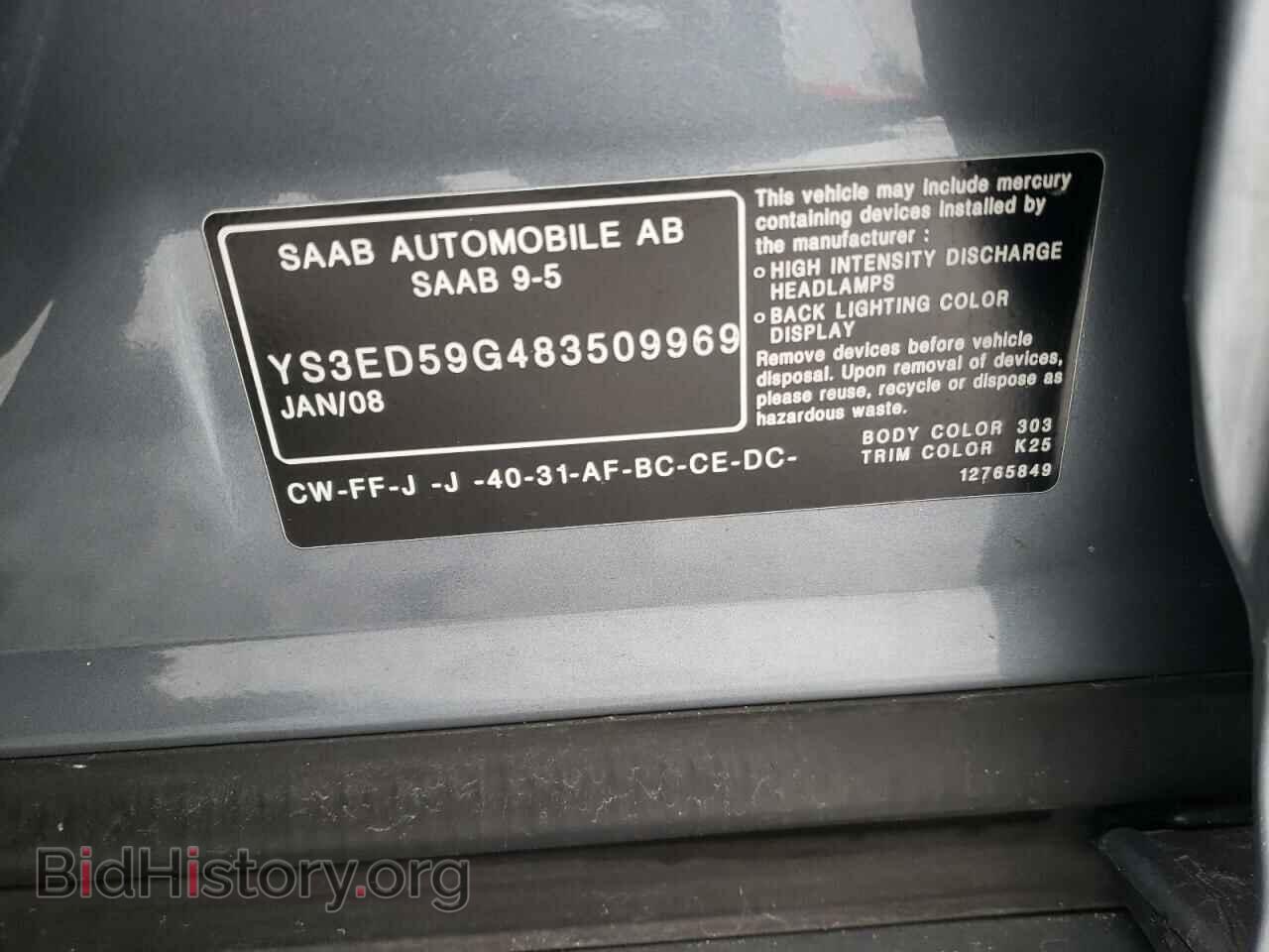 2008 SAAB 9 5 - VIN: YS3ED59G483509969 - Фото 12