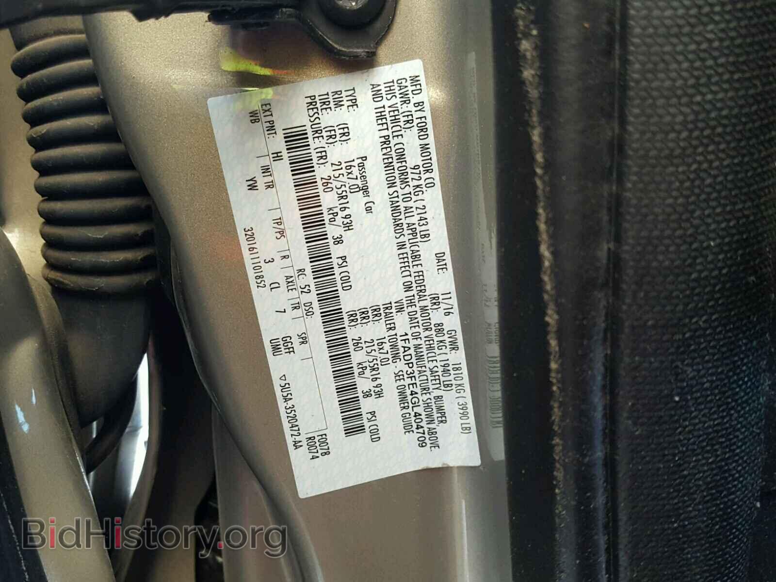 2016 FORD FOCUS - VIN: 1FADP3FE4GL404709 - Фото 10