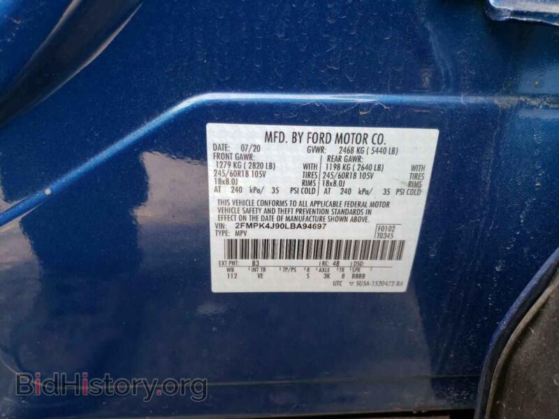 2020 Ford EDGE (VIN 2FMPK4J90LBA94697) — фото 10 из 10