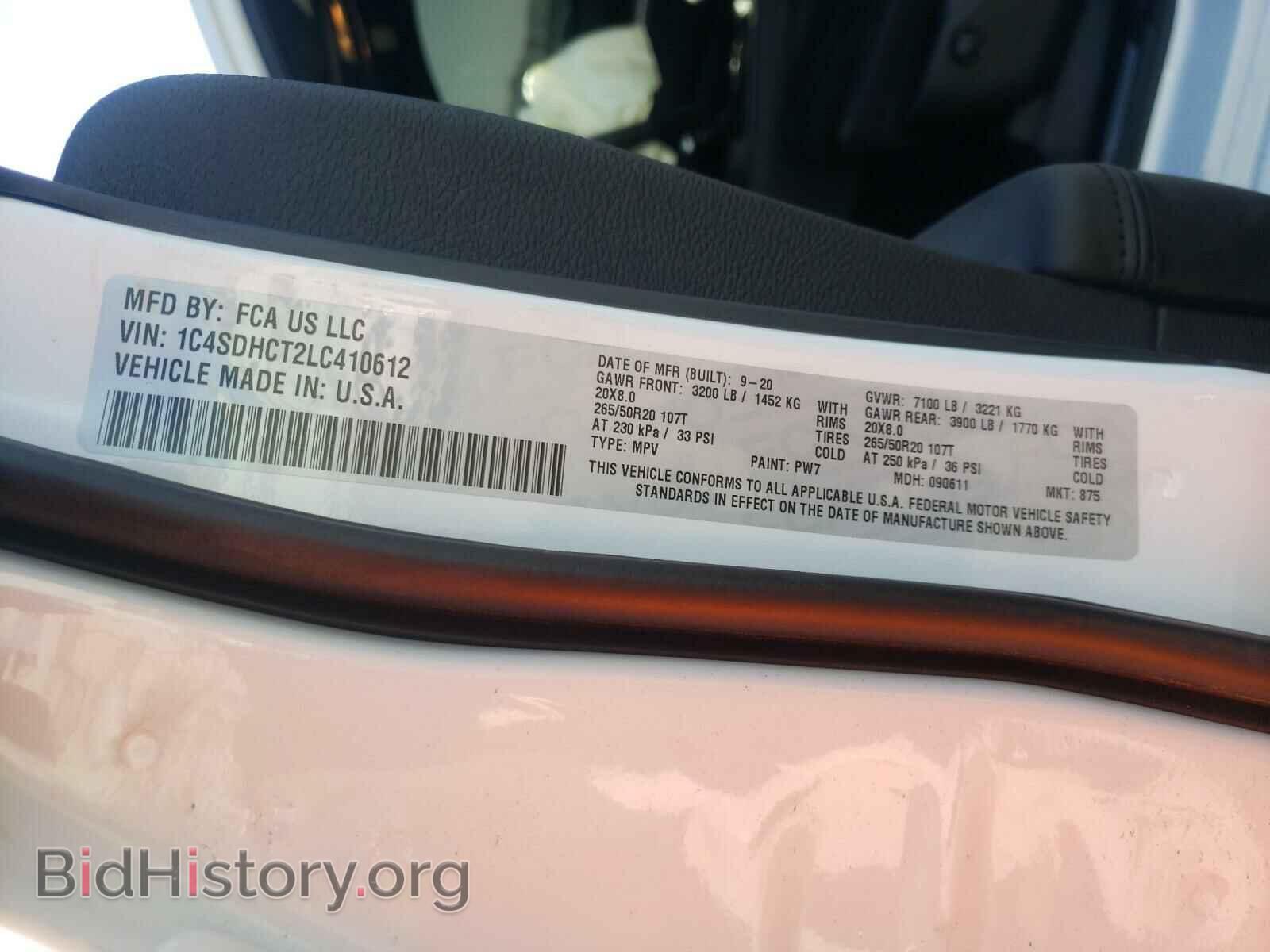 2020 DODGE DURANGO - VIN: 1C4SDHCT2LC410612 - Фото 10