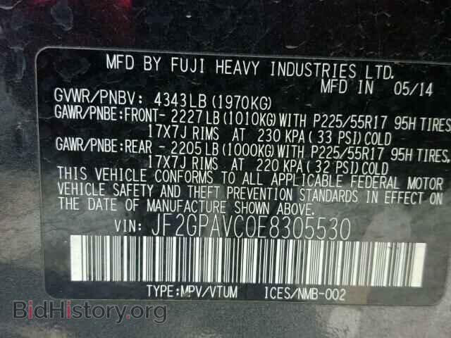 2014 SUBARU XV - VIN: JF2GPAVC0E8305530 - Фото 10