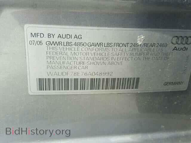 2006 AUDI A4 - VIN: WAUDF78E76A048992 - Фото 10