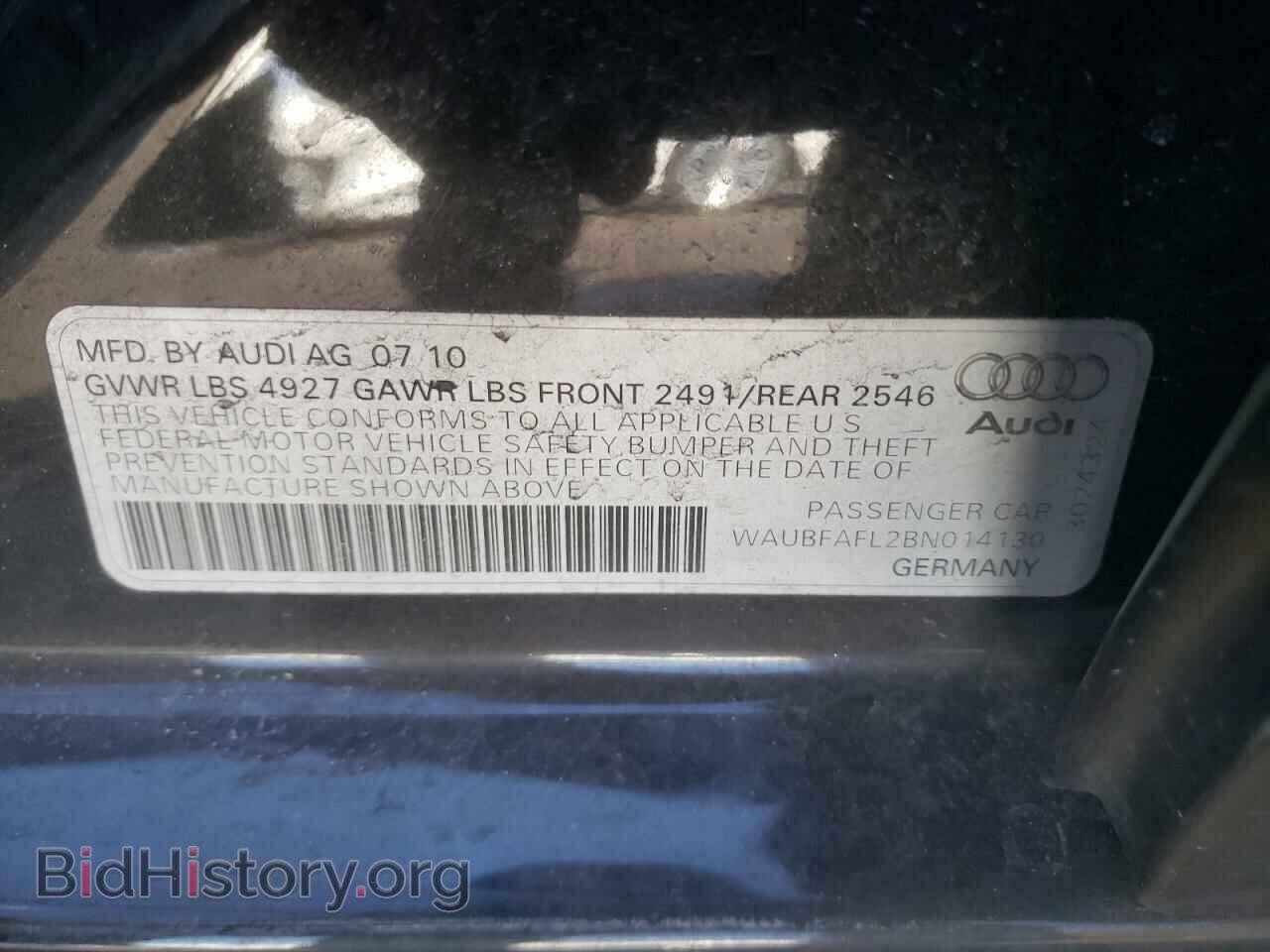 2011 AUDI A4 - VIN: WAUBFAFL2BN014130 - Фото 10