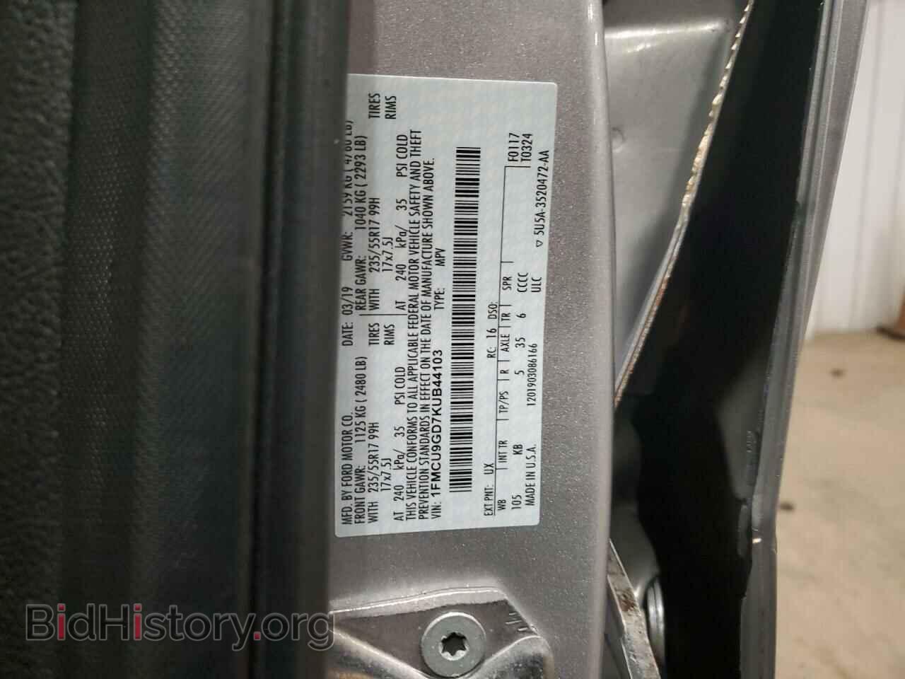 2019 FORD ESCAPE - VIN: 1FMCU9GD7KUB44103 - Photo 12