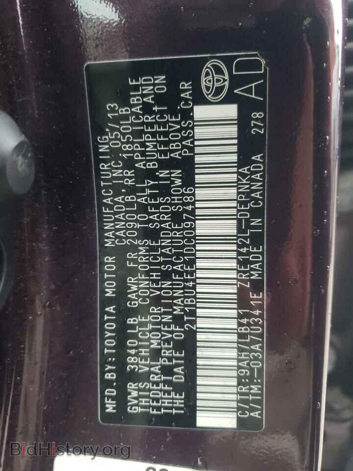 2013 TOYOTA COROLLA - VIN: 2T1BU4EE1DC097486 - Фото 10