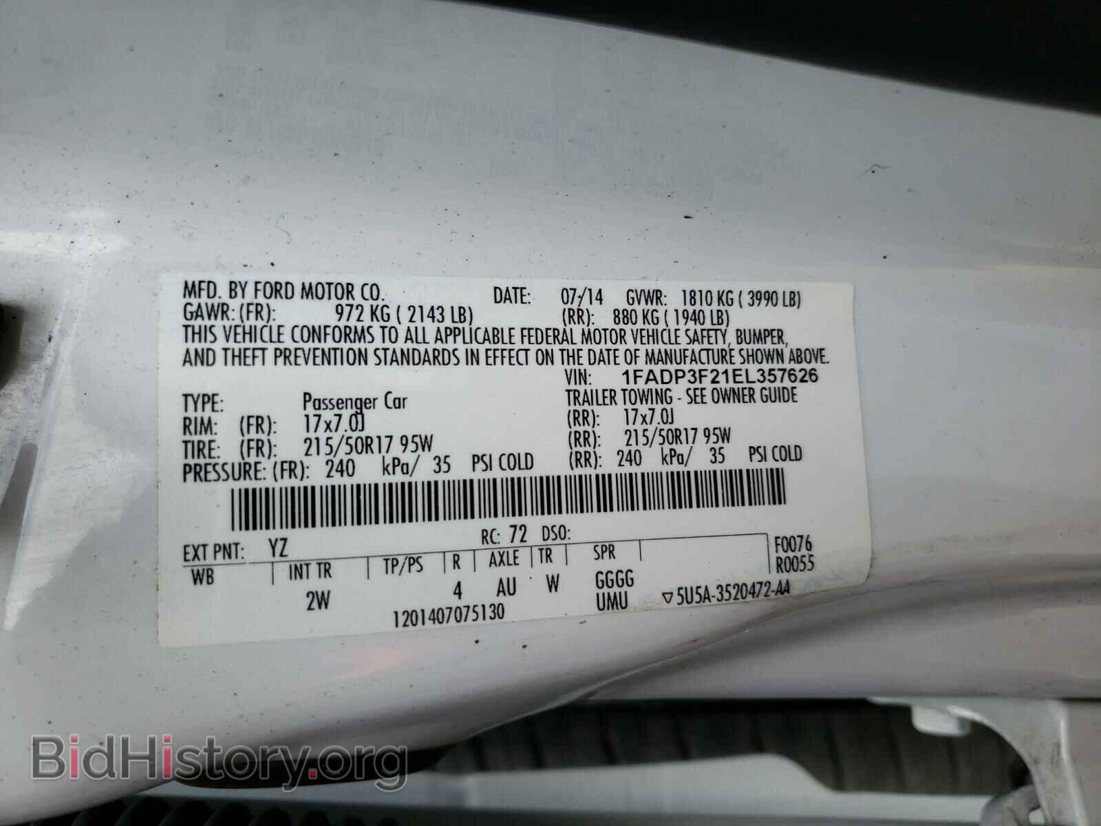 2014 FORD FOCUS - VIN: 1FADP3F21EL357626 - Photo 10