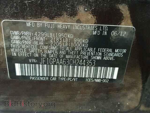 2012 SUBARU IMPREZA - VIN: JF1GPAA63CH244353 - Фото 10