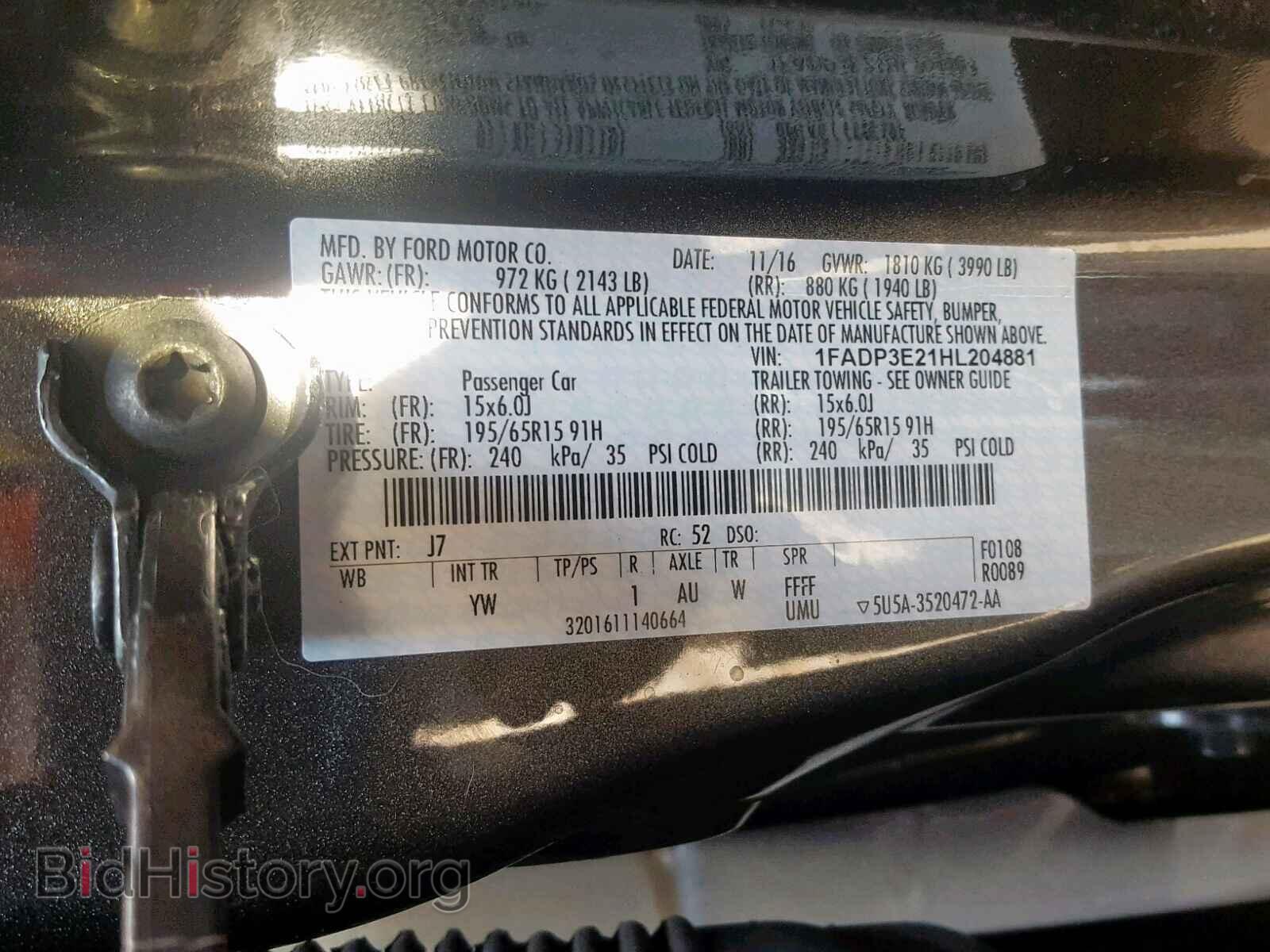 2017 FORD FOCUS - VIN: 1FADP3E21HL204881 - Photo 10