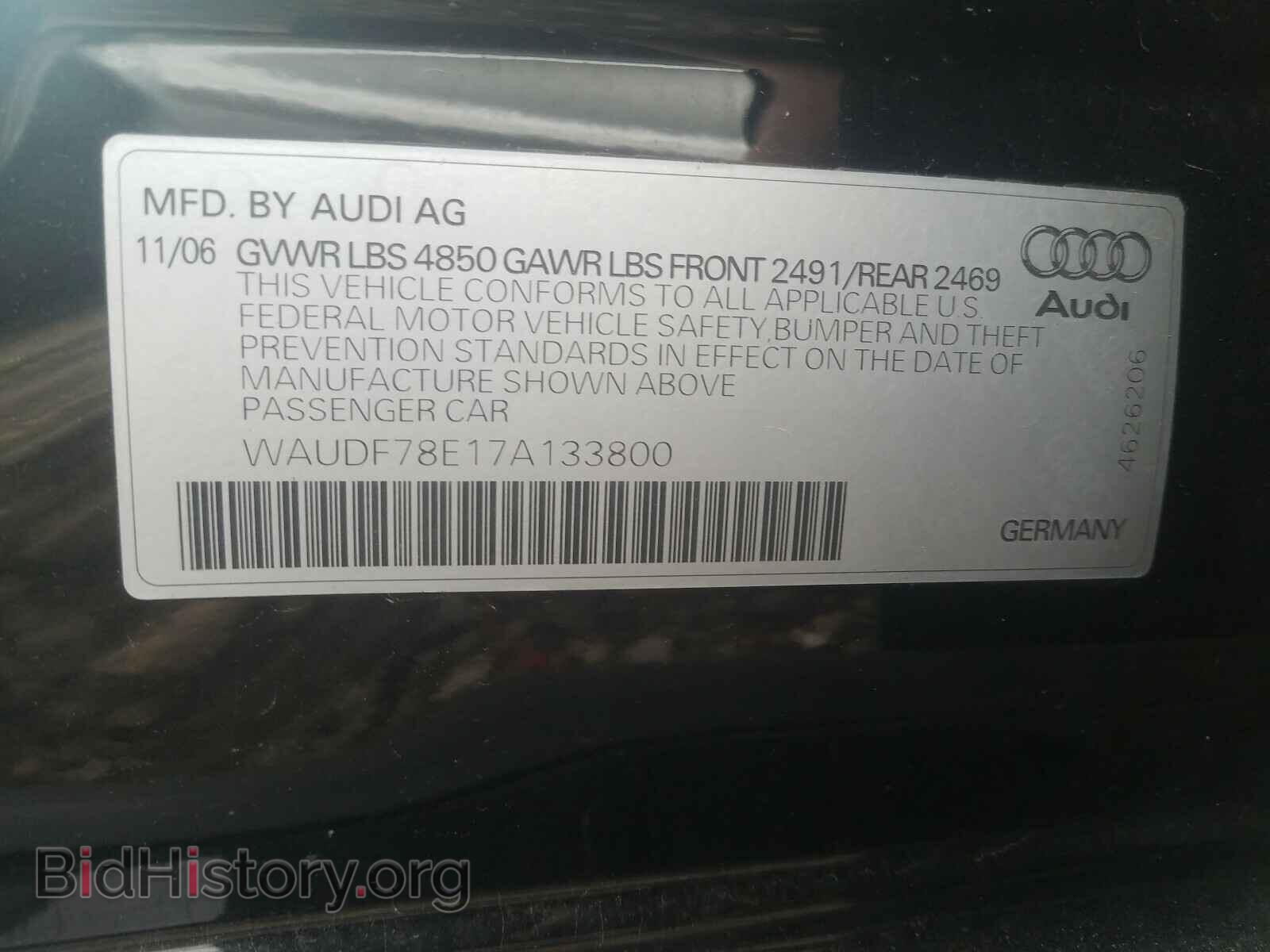 2007 AUDI A4 - VIN: WAUDF78E17A133800 - Фото 10
