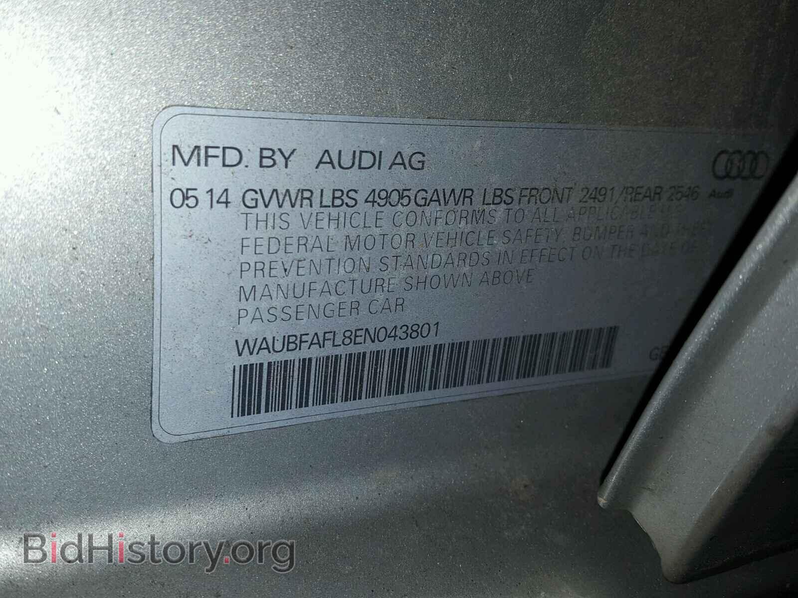 2014 AUDI A4 - VIN: WAUBFAFL8EN043801 - Фото 10