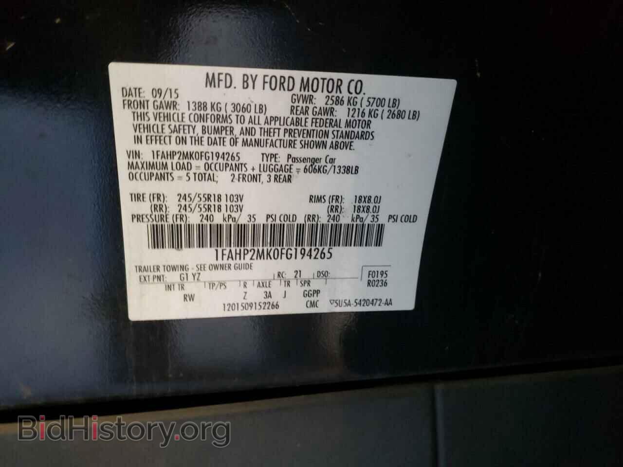 2015 FORD TAURUS - VIN: 1FAHP2MK0FG194265 - Фото 10