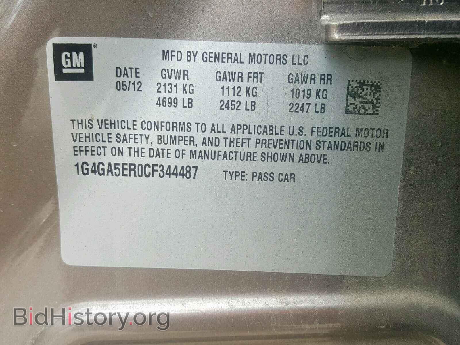 2012 BUICK LACROSSE - VIN: 1G4GA5ER0CF344487 - Фото 10