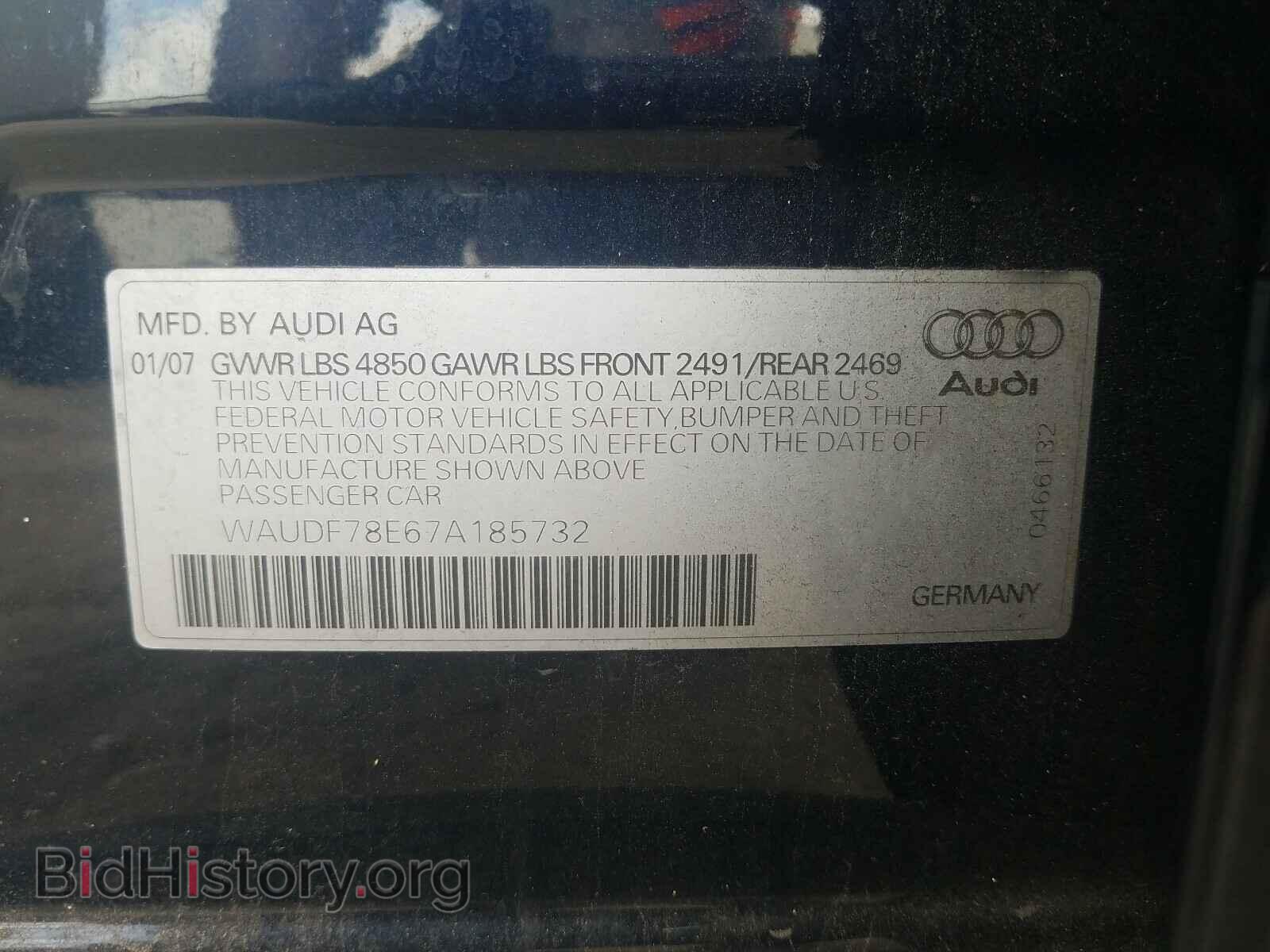 2007 AUDI A4 - VIN: WAUDF78E67A185732 - Фото 10