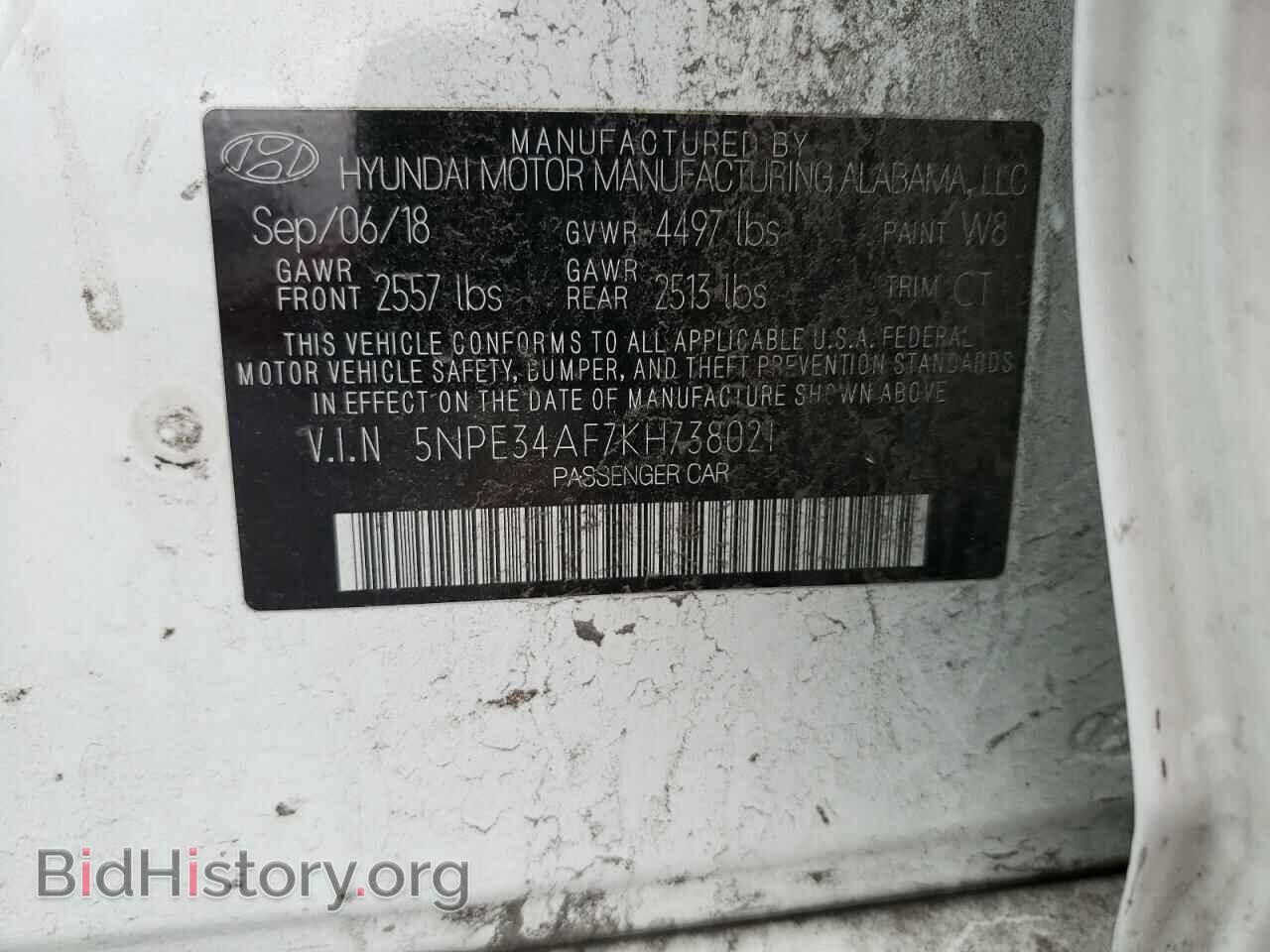 2019 HYUNDAI SONATA - VIN: 5NPE34AF7KH738021 - Фото 12