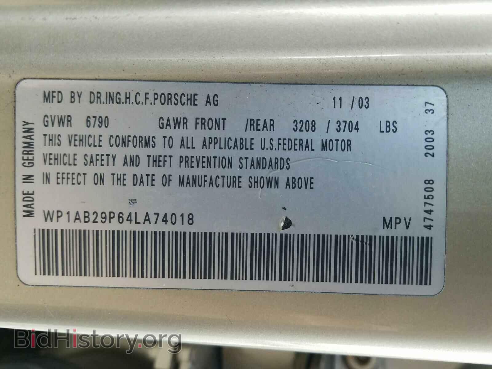 2004 PORSCHE CAYENNE - VIN: WP1AB29P64LA74018 - Фото 10