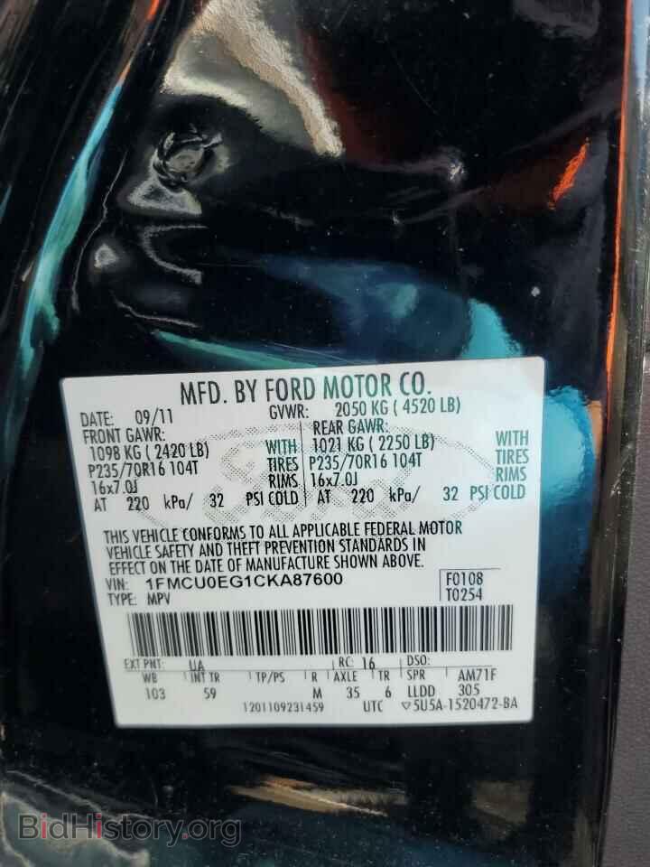 2012 FORD ESCAPE - VIN: 1FMCU0EG1CKA87600 - Фото 13