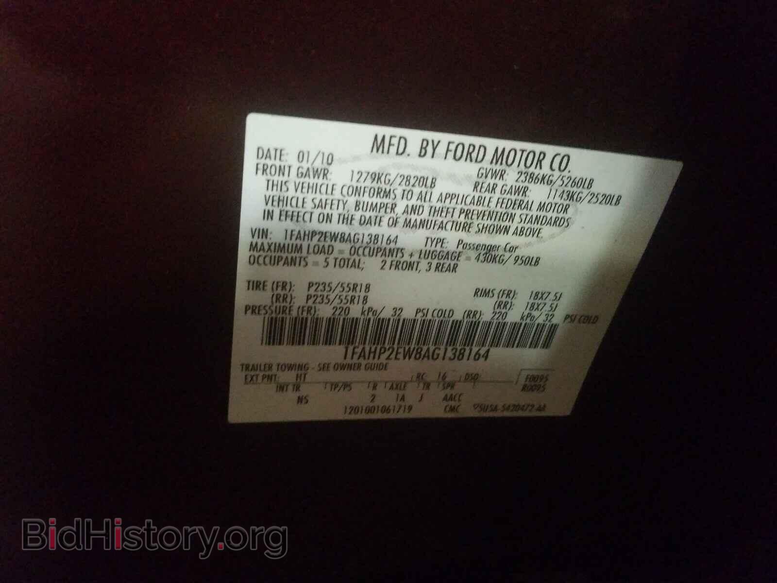 2010 FORD TAURUS - VIN: 1FAHP2EW8AG138164 - Photo 10
