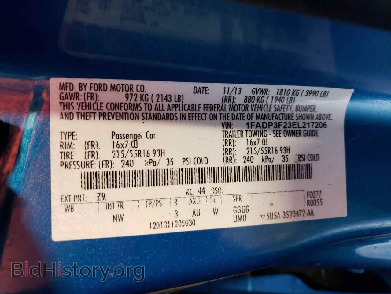 2014 FORD FOCUS - VIN: 1FADP3F23EL217206 - Фото 10