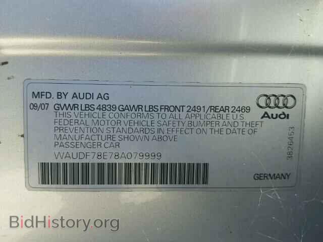 2008 AUDI A4 - VIN: WAUDF78E78A079999 - Фото 10