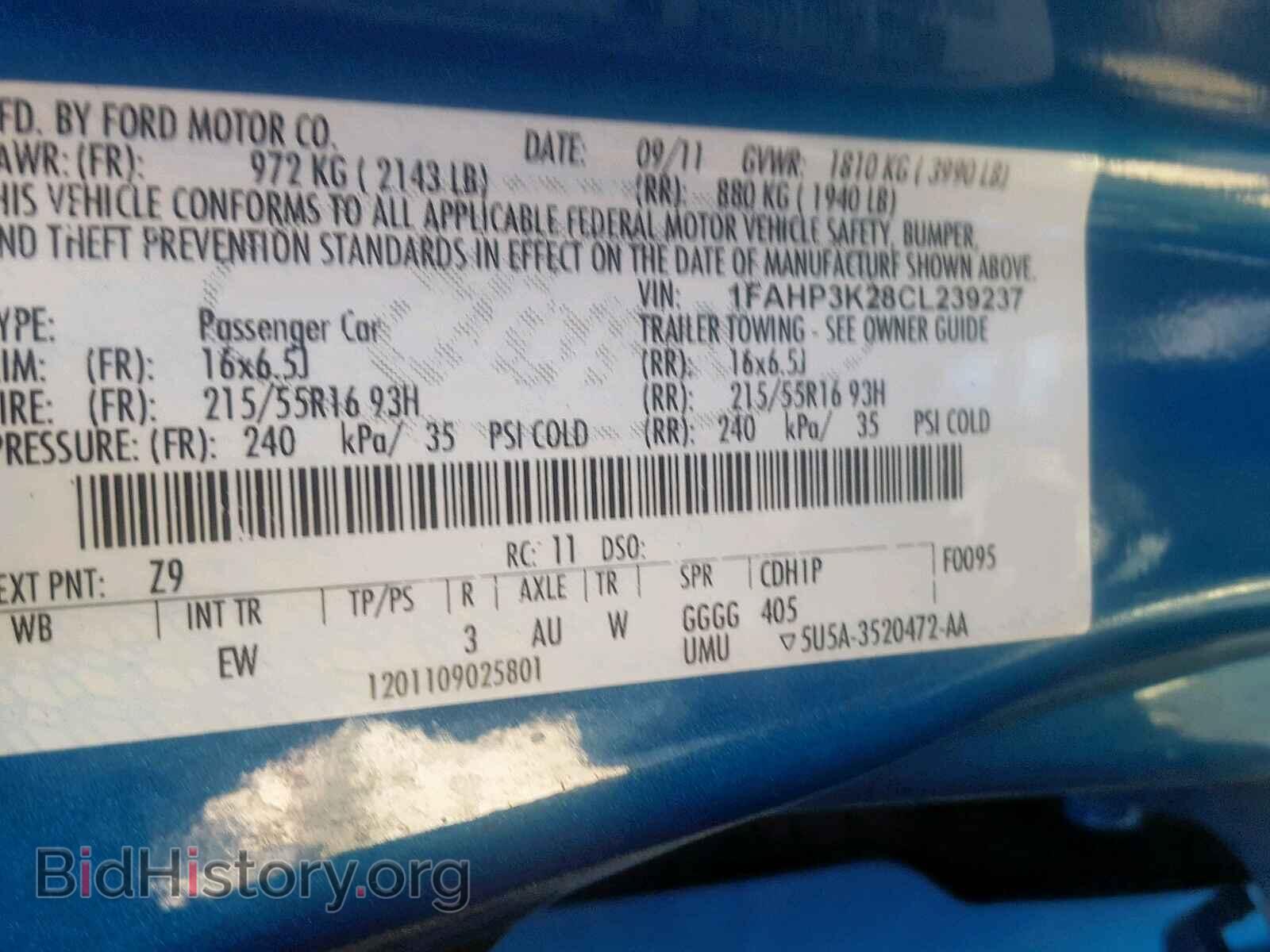 2012 FORD FOCUS SE - VIN: 1FAHP3K28CL239237 - Фото 10