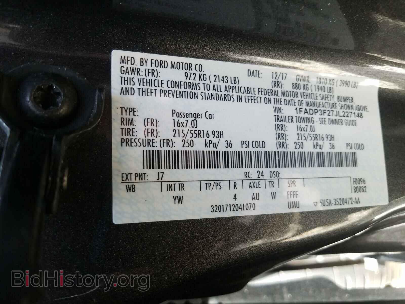 2018 FORD FOCUS - VIN: 1FADP3F27JL227148 - Фото 10