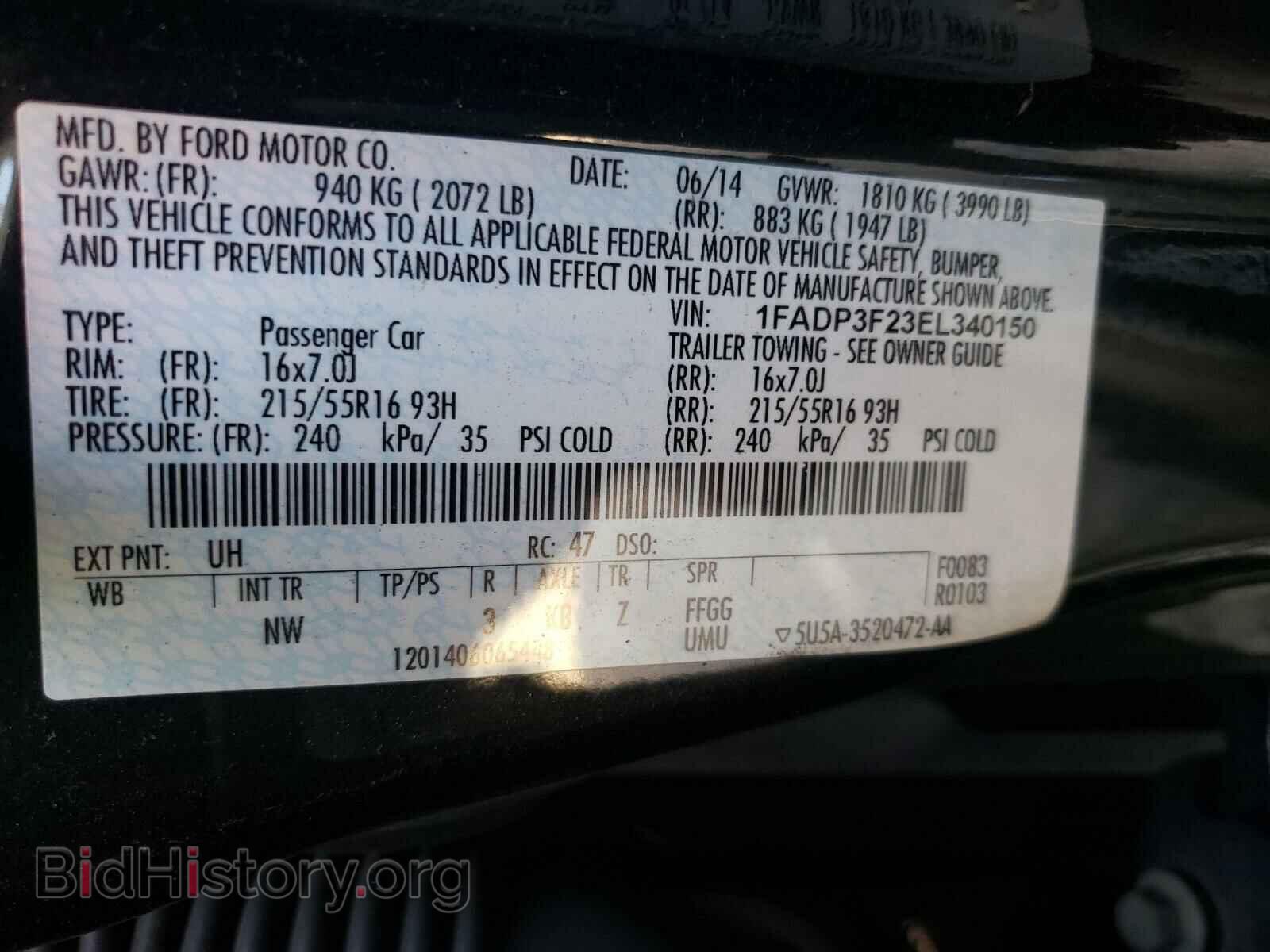 2014 FORD FOCUS - VIN: 1FADP3F23EL340150 - Фото 10