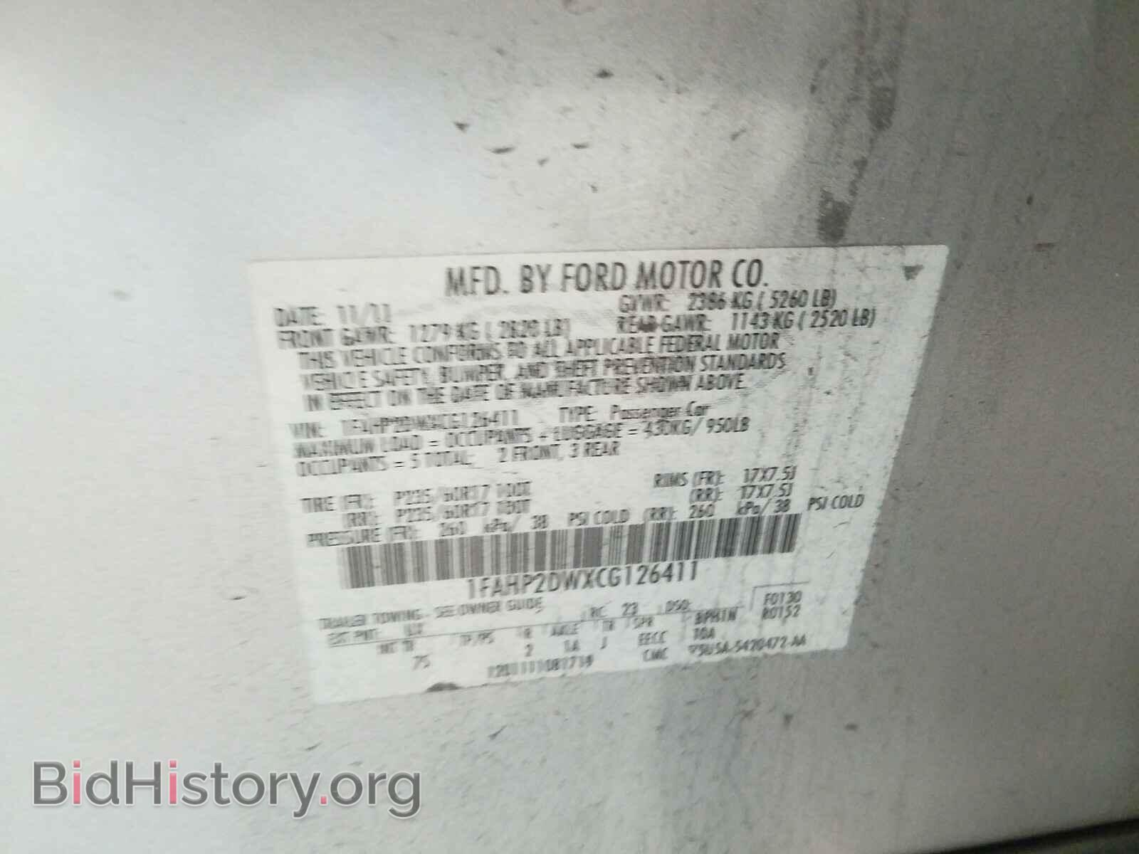 2012 FORD TAURUS - VIN: 1FAHP2DWXCG126411 - Photo 10