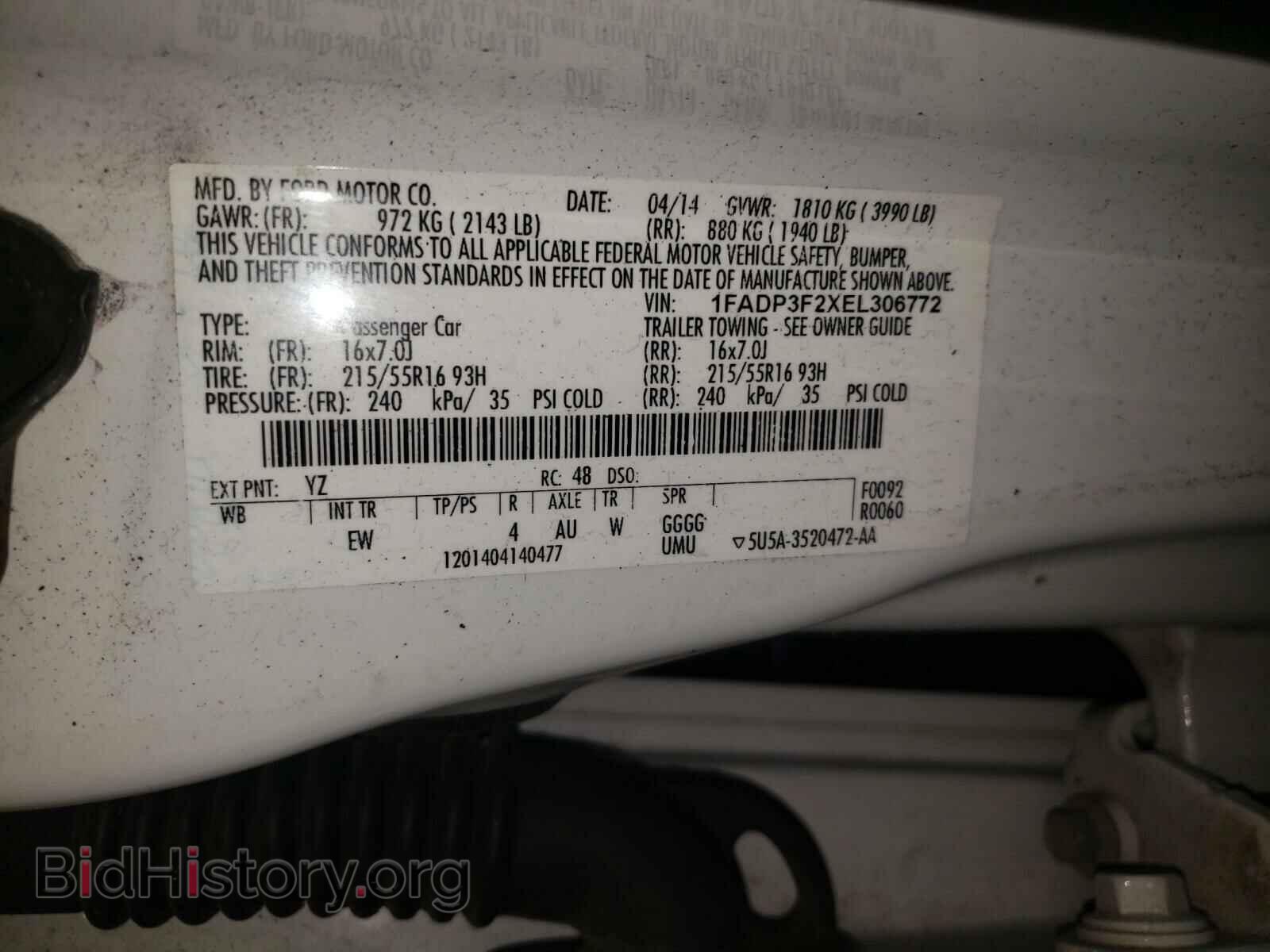 2014 FORD FOCUS - VIN: 1FADP3F2XEL306772 - Фото 10