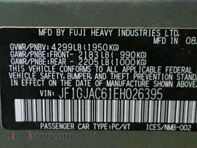 2014 SUBARU IMPREZA - VIN: JF1GJAC61EH026395 - Фото 10