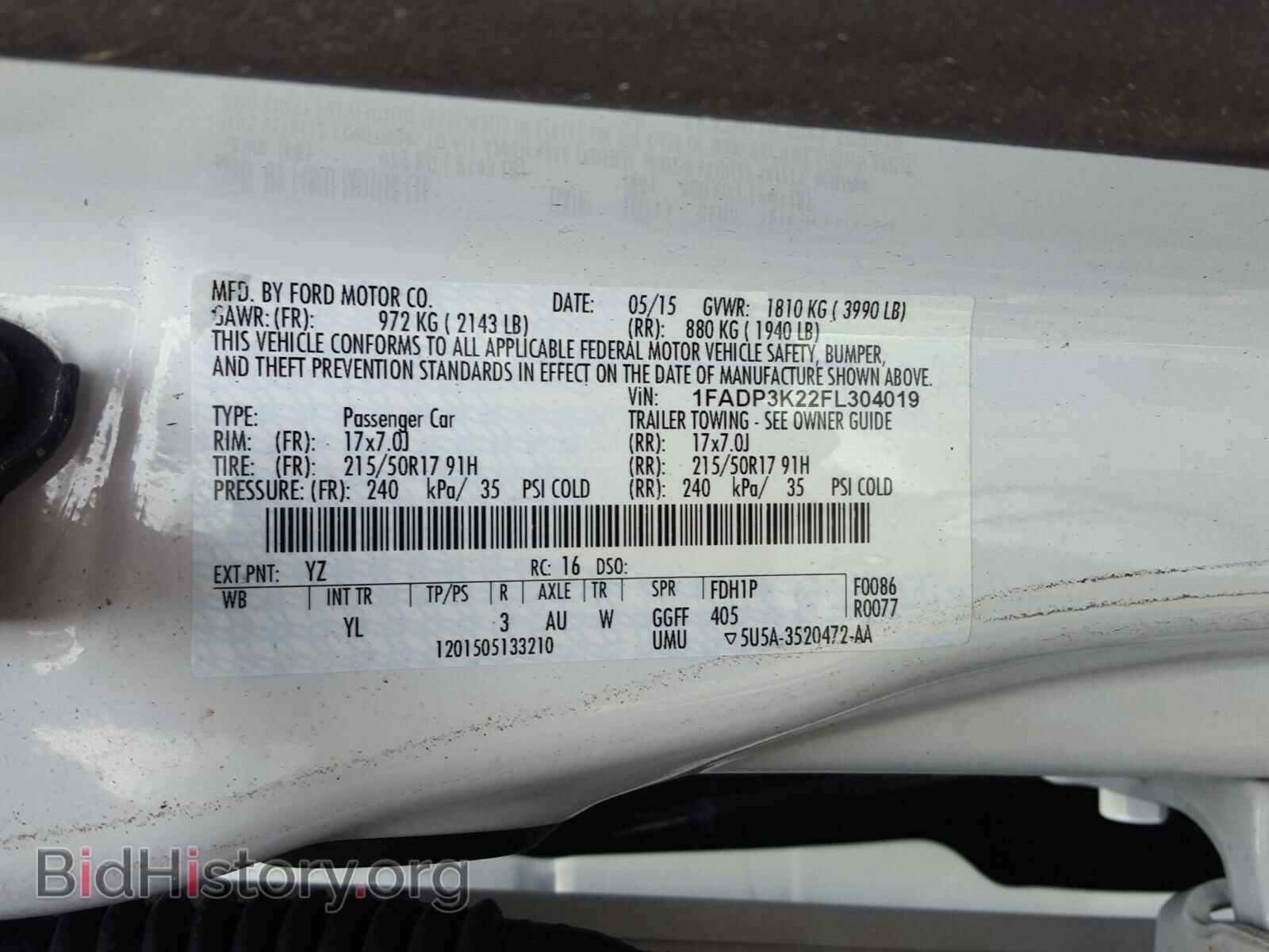 2015 FORD FOCUS - VIN: 1FADP3K22FL304019 - Photo 10