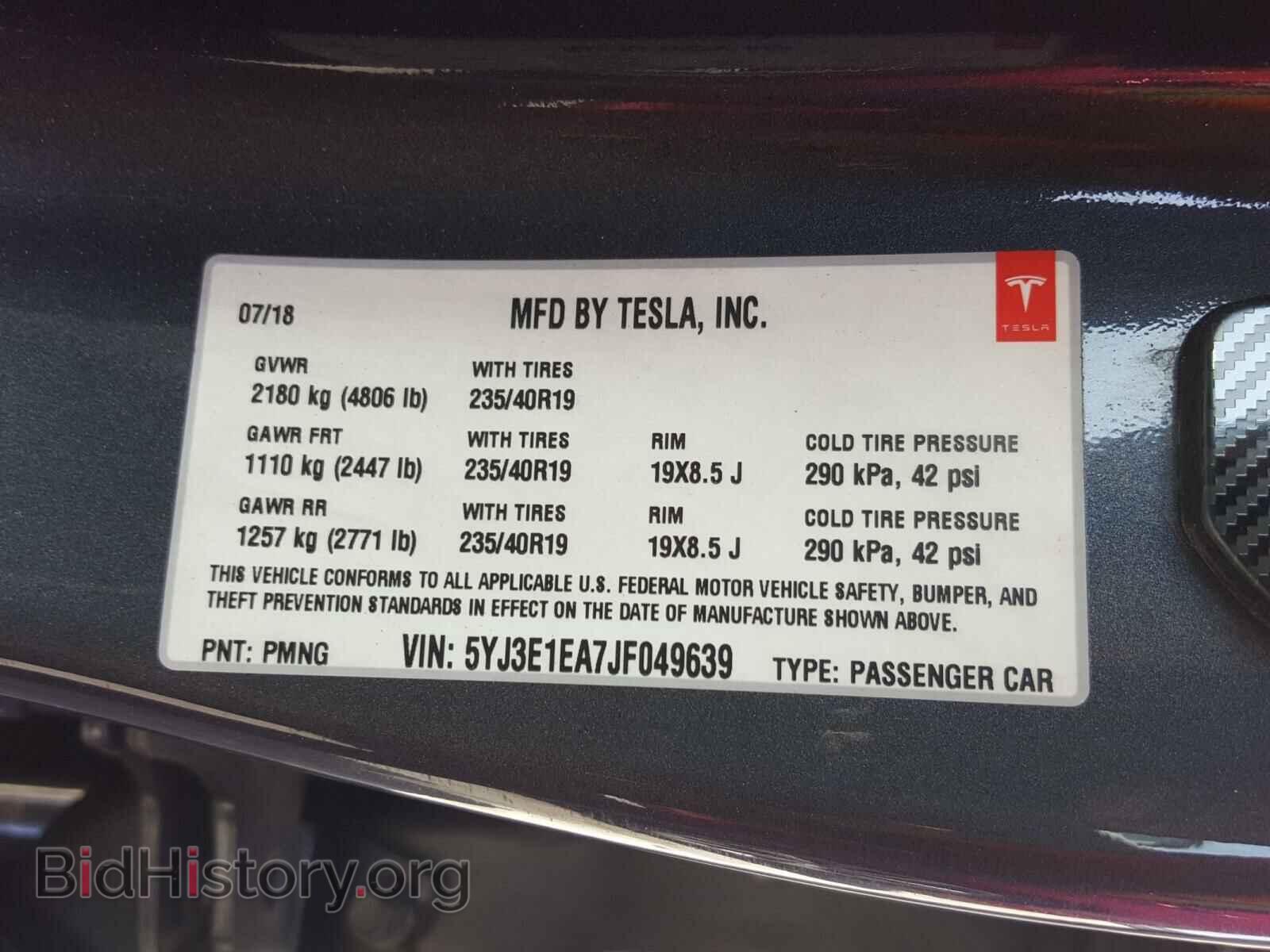 2018 TESLA MODEL 3 - VIN: 5YJ3E1EA7JF049639 - Photo 10