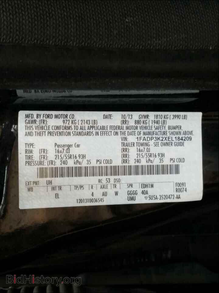 2014 FORD FOCUS - VIN: 1FADP3K2XEL184209 - Фото 10