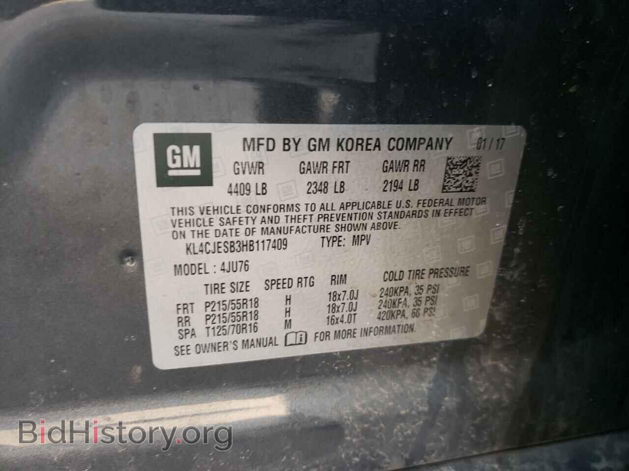 2017 BUICK ENCORE - VIN: KL4CJESB3HB117409 - Photo 10