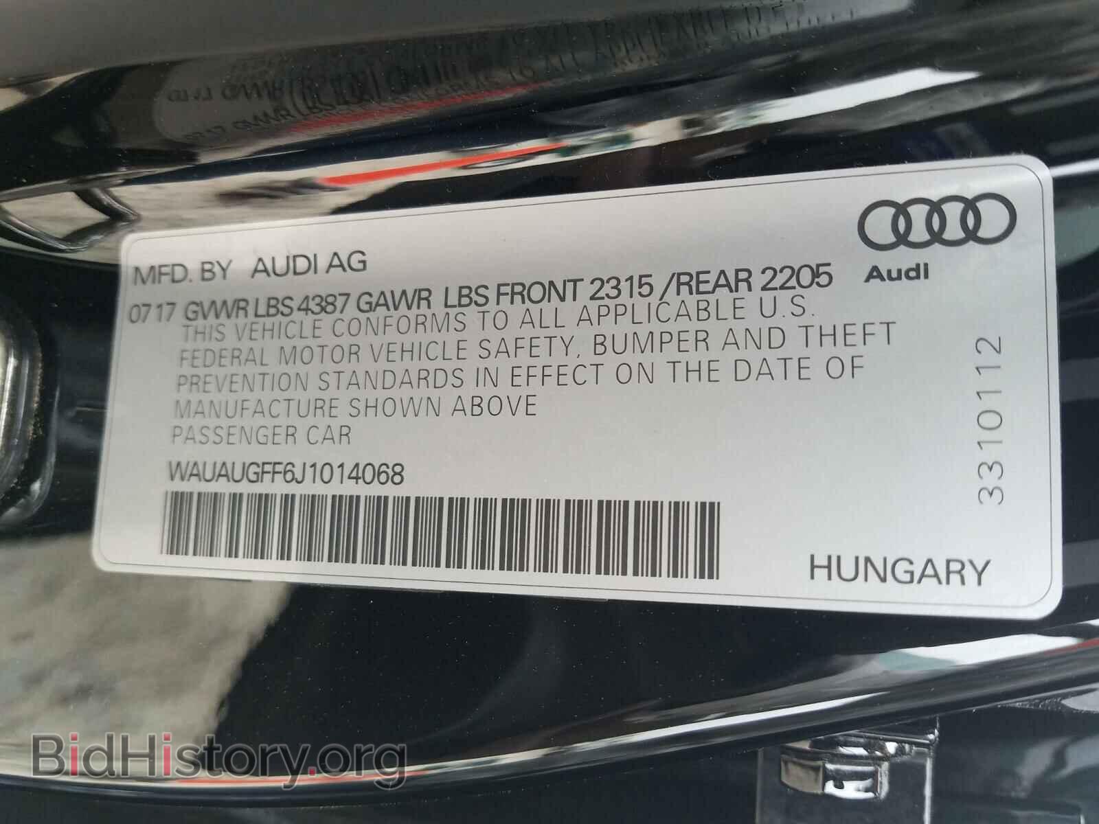 2018 AUDI A3 - VIN: WAUAUGFF6J1014068 - Фото 10