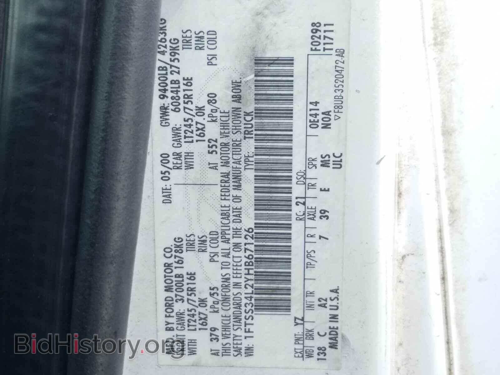 2000 FORD ECONOLINE - VIN: 1FTSS34L2YHB67126 - Photo 10